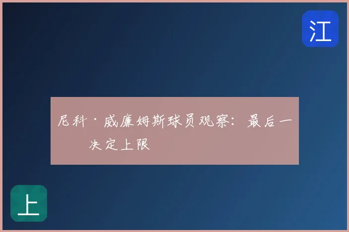 尼科·威廉姆斯球员观察:最后一传决定上限